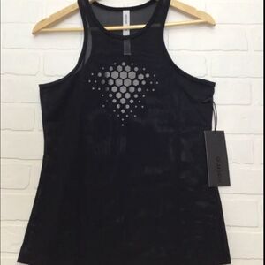 NEW Karma Sports mesh tank top yoga training running sheer camisole bla